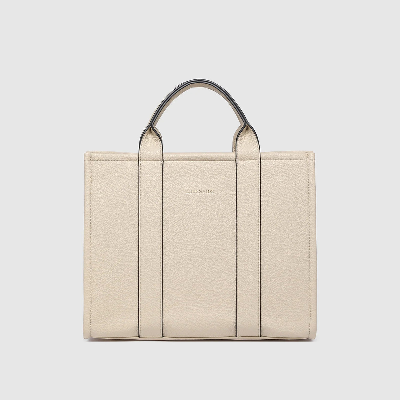 Manhattan Tote Bag - Biscotti with Black Trim