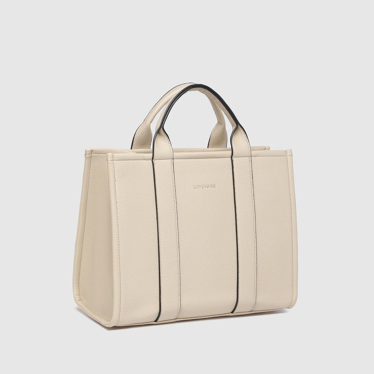 Manhattan Tote Bag - Biscotti with Black Trim