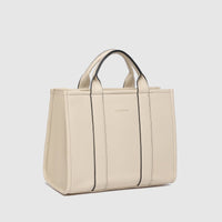 Manhattan Tote Bag - Biscotti with Black Trim