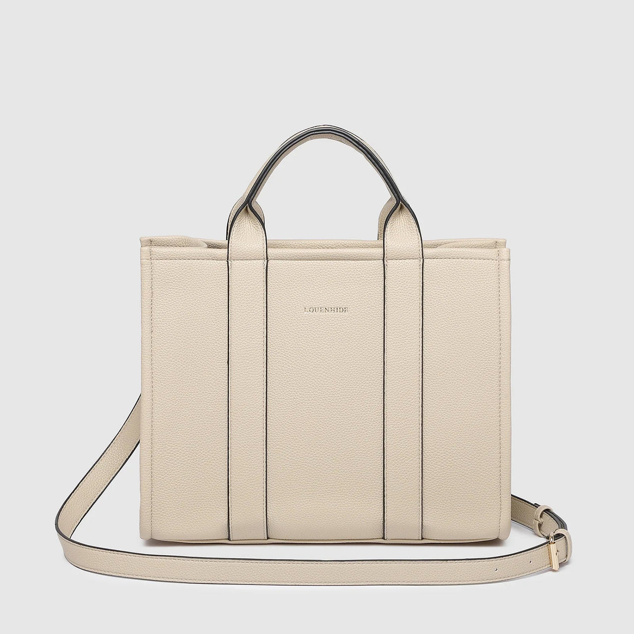 Manhattan Tote Bag - Biscotti with Black Trim