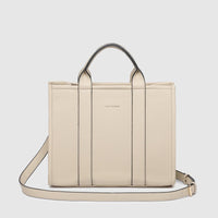 Manhattan Tote Bag - Biscotti with Black Trim