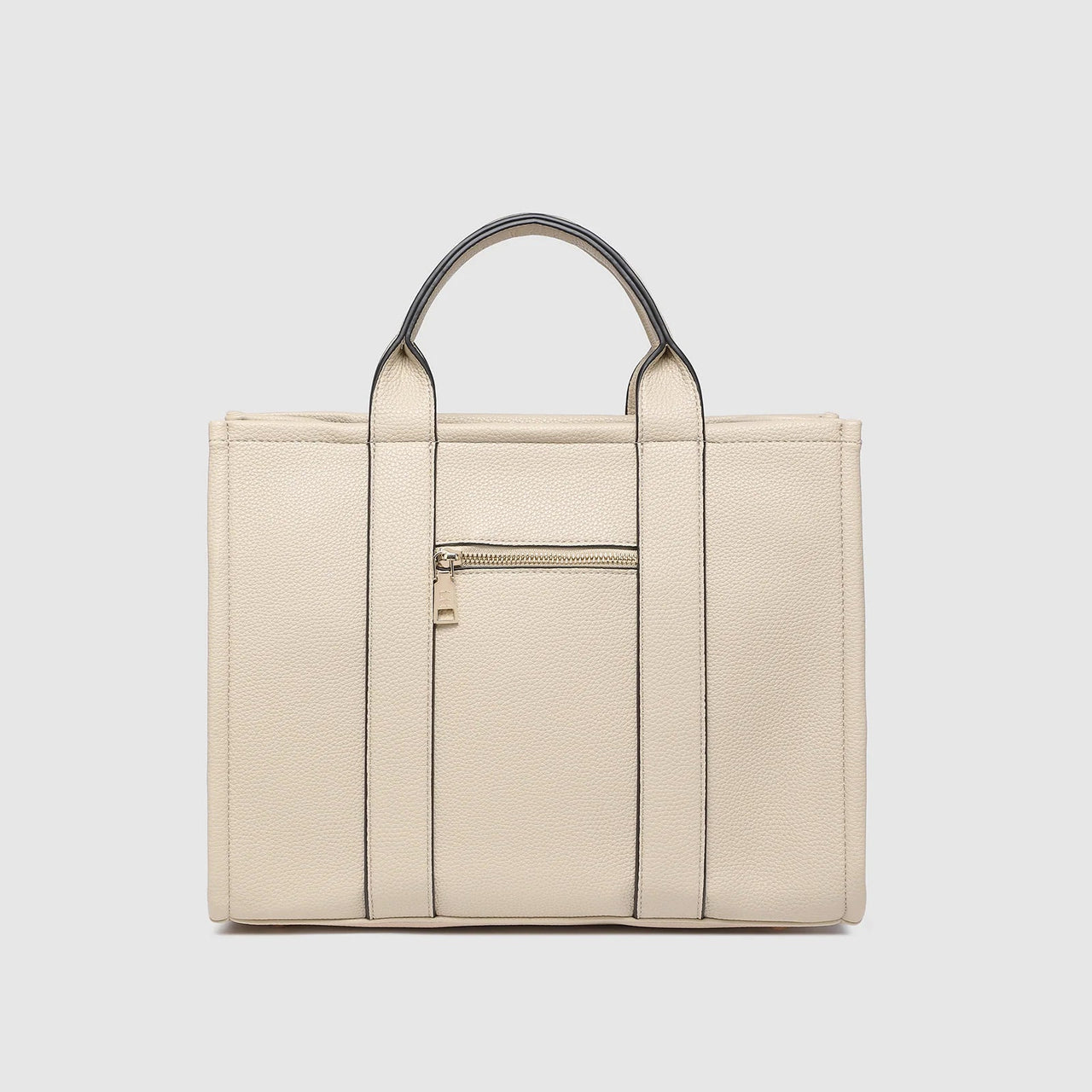 Manhattan Tote Bag - Biscotti with Black Trim