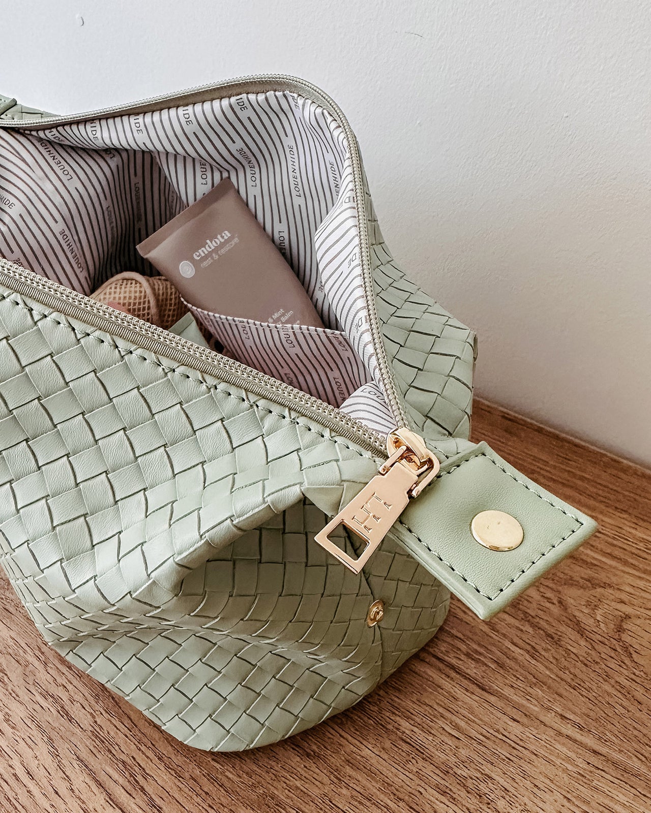 Lucinda Woven Cosmetic Case - Sage Green