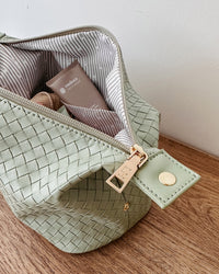 Lucinda Woven Cosmetic Case - Sage Green