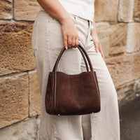 Steffie Suedette Mini Tote Bag - Chocolate