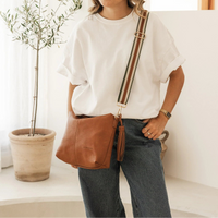 Daisy Stripe Cross Body Bag - Tan