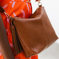 Daisy Stripe Cross Body Bag - Tan