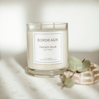 Thumbnail for Candle labeled 'Bordeaux French Pear' on a soft background