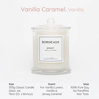 Thumbnail for Vanilla Caramel Fragrance in a classic glass vessel with knob lid | 380g candle | Bordeaux Candles