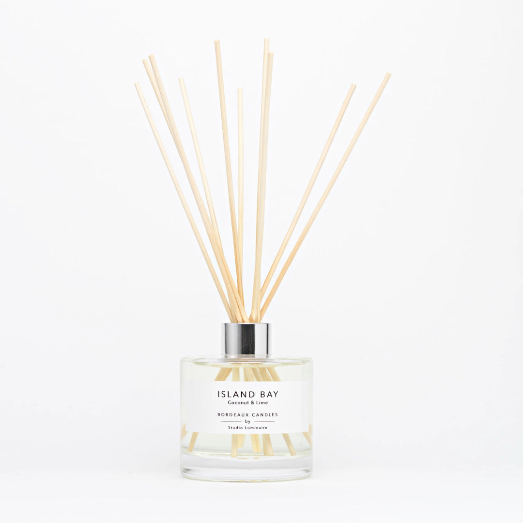 Island Bay Diffuser with 10 rattan sticks in a cotton drawstring bag | Bordeaux Candles | Bordeaux Collective