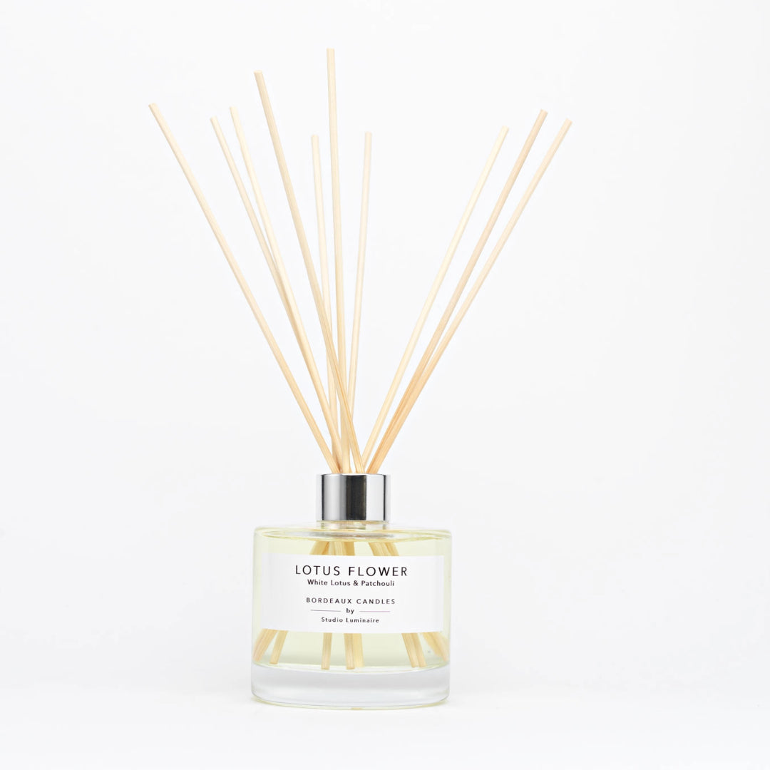 Lotus Flower  Diffuser with 10 rattan sticks in a cotton drawstring bag | Bordeaux Candles | Bordeaux Collective