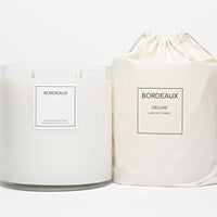 Thumbnail for True Gardenia Floral fragrance 3kg candle with glass vessel and 4 wicks  | Cotton Drawstring Bag | Bordeaux Candles