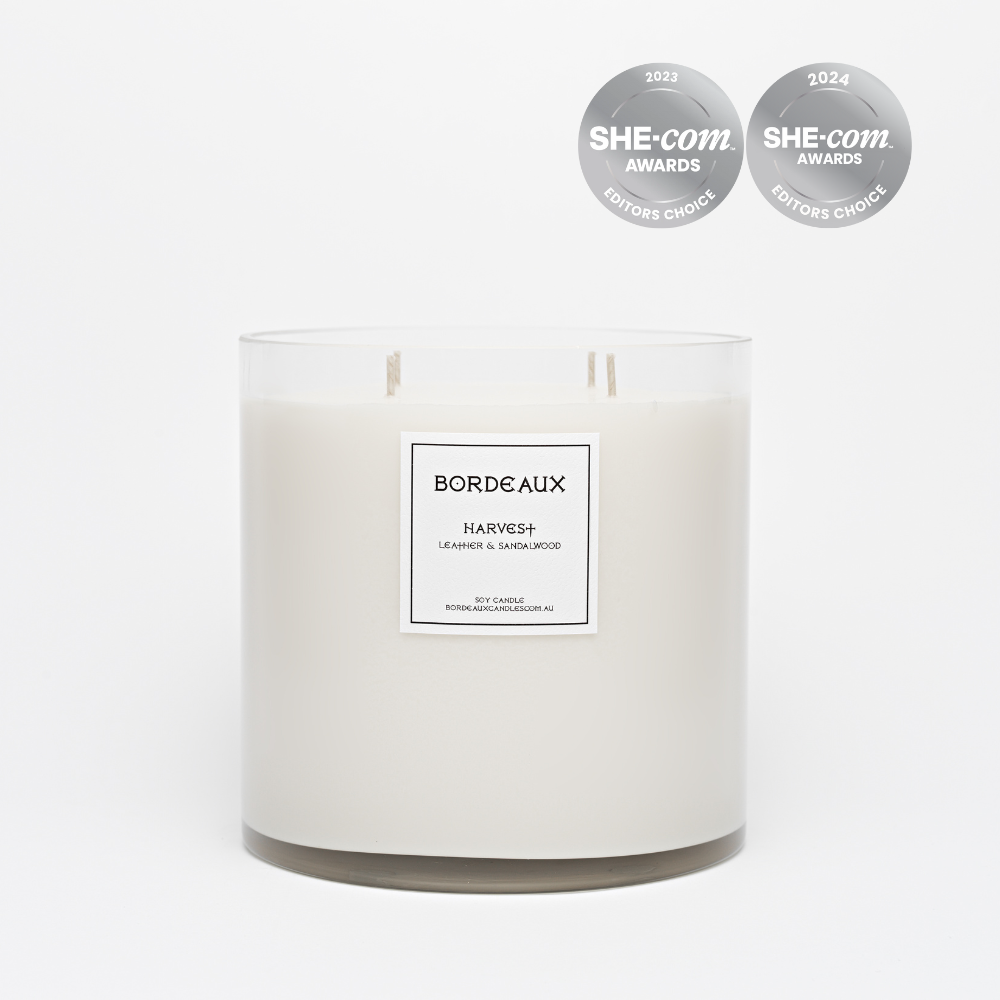 Award Winning oversized deluxe candle | Leather & Sandalwood | Bordeaux Candles | Bordeaux Collective