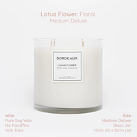 Thumbnail for Lotus Flower candle in in a classic glass with 4 wicks | Pure Soy wax | Non Toxic | Bordeaux Candles