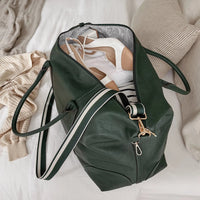Alexis Stripe Weekender Travel Bag - Forest Green Stripe